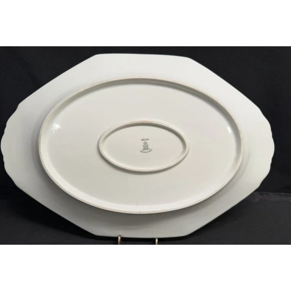 Heinrich & CO Selb Bavaria 16.5” X 11” X 1.25” Oval/octagon Platter Gold Gilding